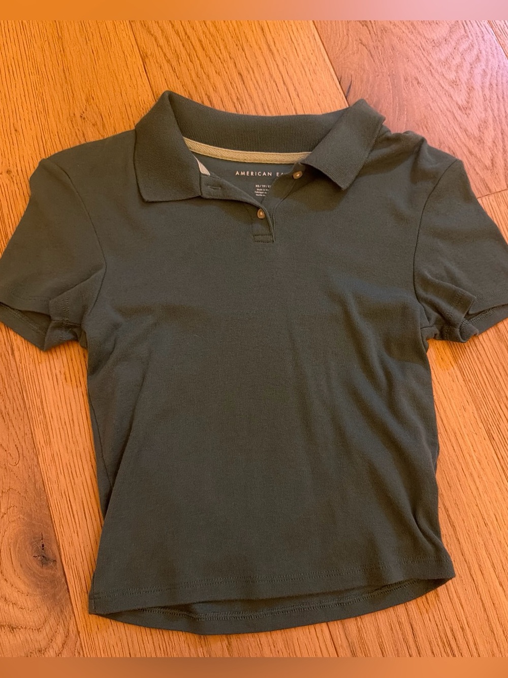 American Eagle Forest Green Ribbed Polo